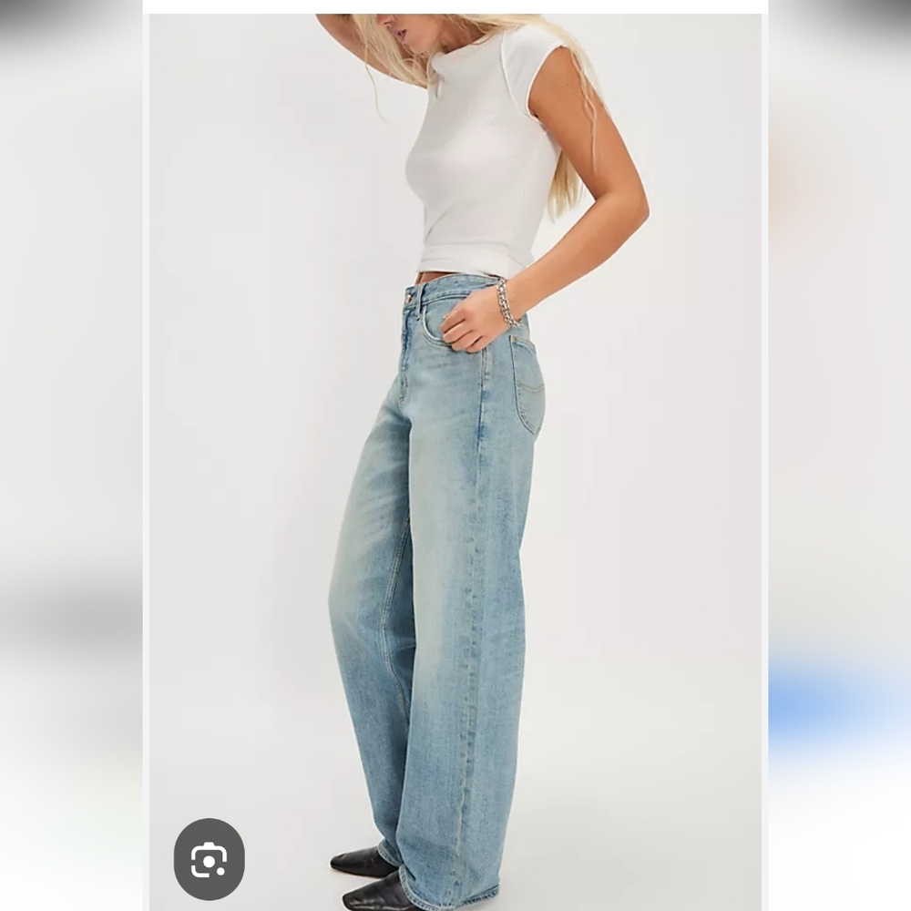 Lee Light Wash High Rise Wide Leg Trouser Denim Jeans Women's Size 25